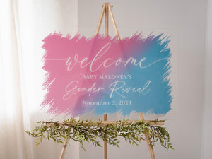 Welcome Gender Reveal Party Sign, Brushed Print Acrylic Gender Reveal Celebration Sign, Gender Reveal Decor, Gender Reveal Welcome Sign