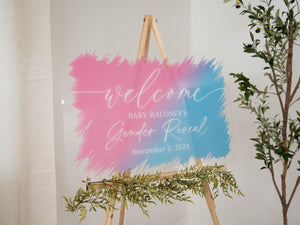 Welcome Gender Reveal Party Sign, Brushed Print Acrylic Gender Reveal Celebration Sign, Gender Reveal Decor, Gender Reveal Welcome Sign