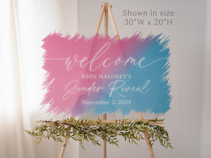 Welcome Gender Reveal Party Sign, Brushed Print Acrylic Gender Reveal Celebration Sign, Gender Reveal Decor, Gender Reveal Welcome Sign