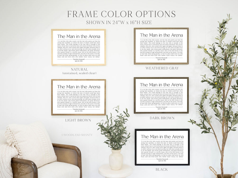 The Man in the Arena Speech Quote by Theodore Roosevelt, Framed Inspirational Corporate Office Wall Art, Gift for Boss, Gift for Co-Worker