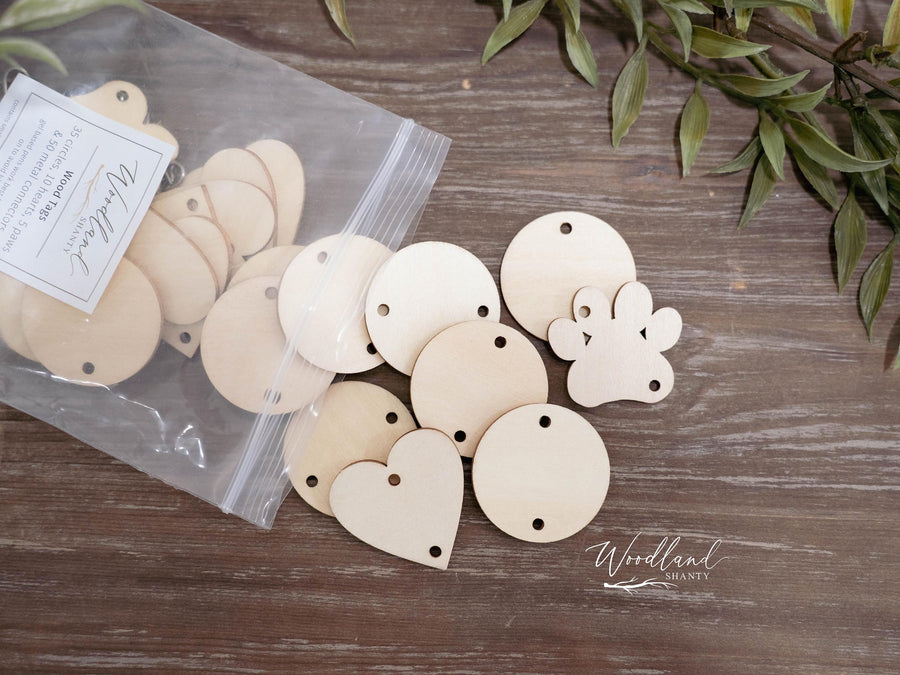 50 Pack 1.5” Birthday Calendar Tags with S Hooks, Includes 35 circles, 10 hearts and 5 paw prints for dog cat, Birthday Calendar Tags