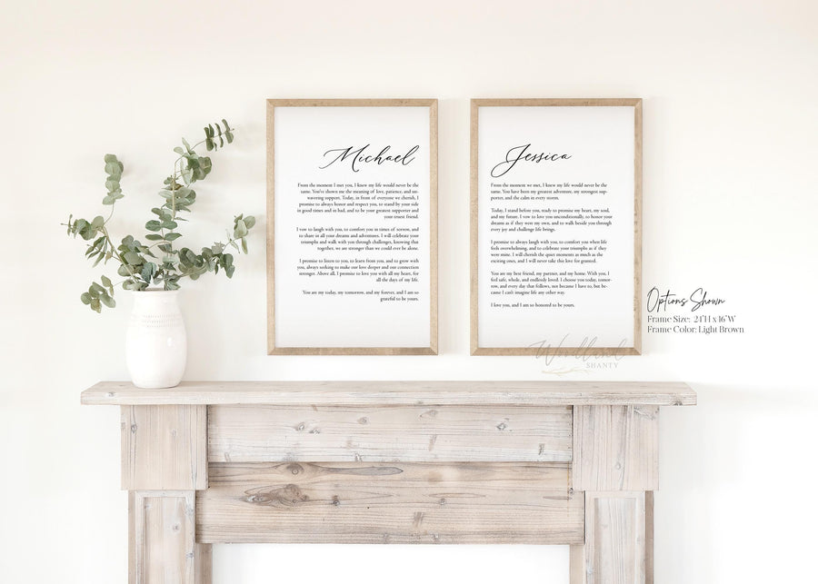 Wedding Vows Framed Prints, Wedding Anniversary Gift, Valentine's Day Gift for Spouse, Bedroom Decor, Unique Gift for Spouse