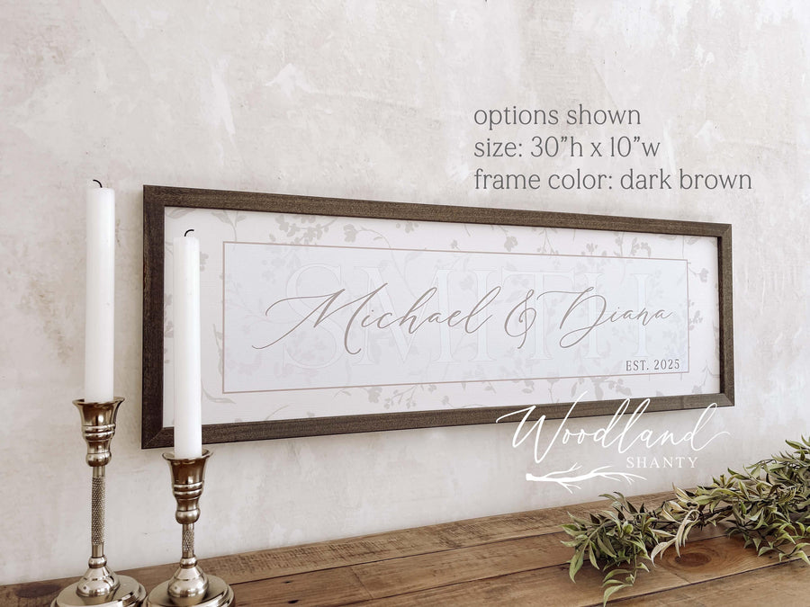 Personalized Couple Name Sign, Last Name Established Sign, Custom Wedding Gift, Bridal Shower Gift