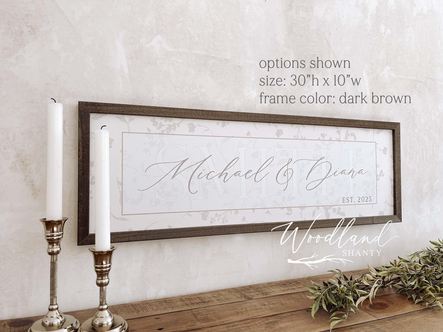 Personalized Couple Name Sign, Last Name Established Sign, Custom Wedding Gift, Bridal Shower Gift