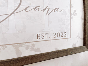 Personalized Couple Name Sign, Last Name Established Sign, Custom Wedding Gift, Bridal Shower Gift
