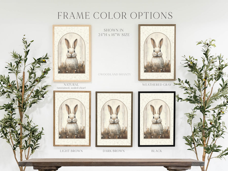 Framed Vintage Rabbit Spring Wall Art Sign, Contemporary Modern Rustic Spring Decor, Vintage Oil Painting Bunny Spring Easter Mantle Decor