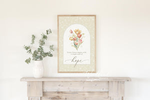 Framed Inspirational Hope Sign, Contemporary Modern Rustic Wall Art Decor, Vintage Spring Mantle Decoration