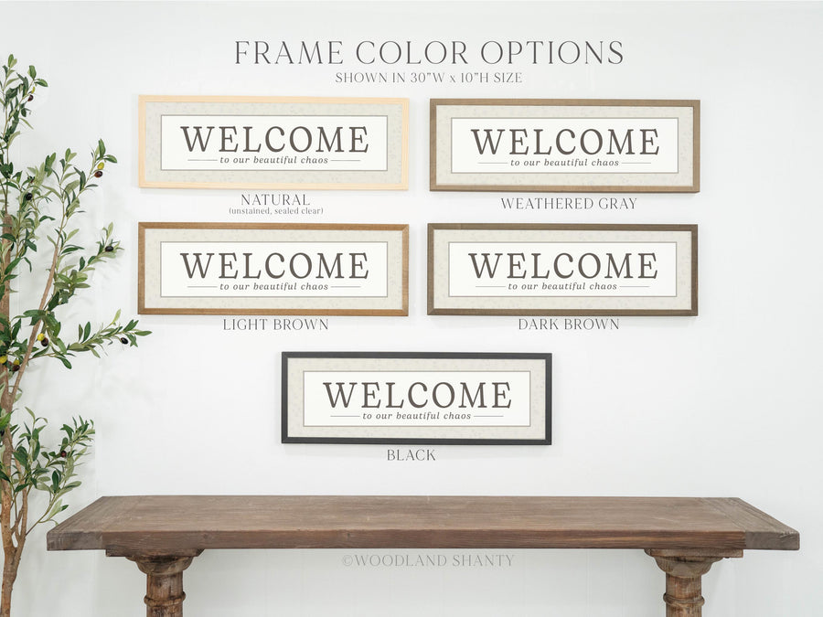 Welcome to our Beautiful Chaos Framed Sign, Family Gift Idea, Entryway Foyer Wall Art Decor