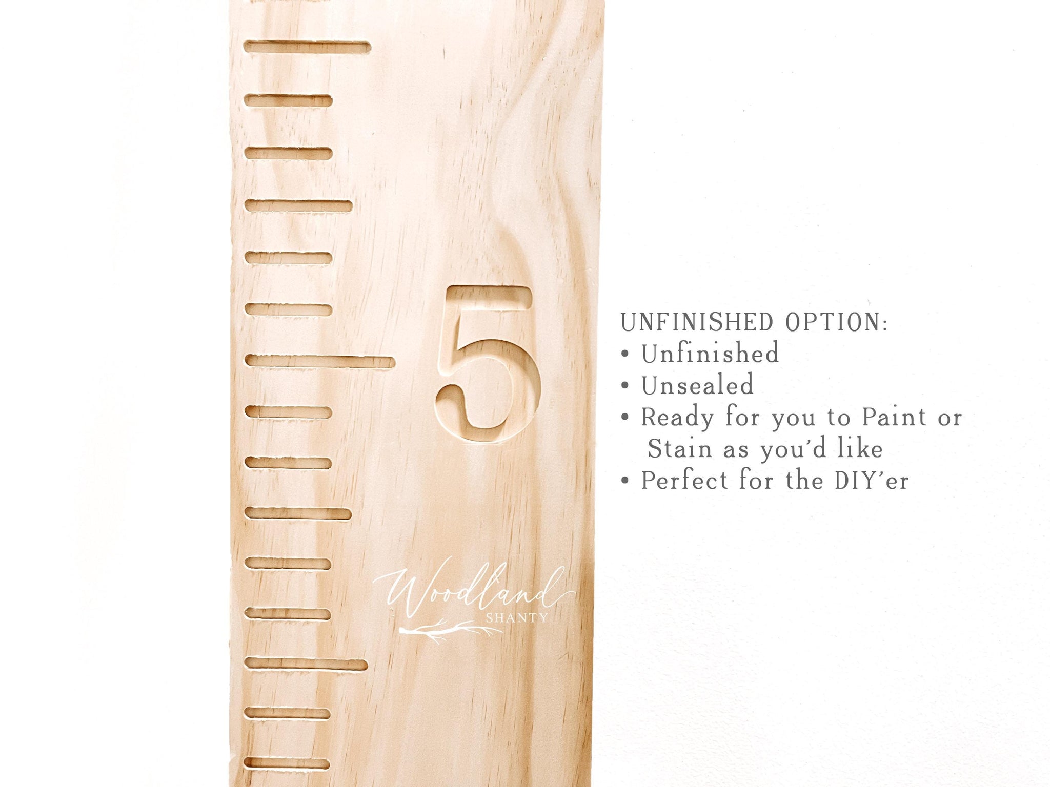 Height Guide Ruler With Pointer Wood Engraved Growth Chart Ruler - Woodland Shanty