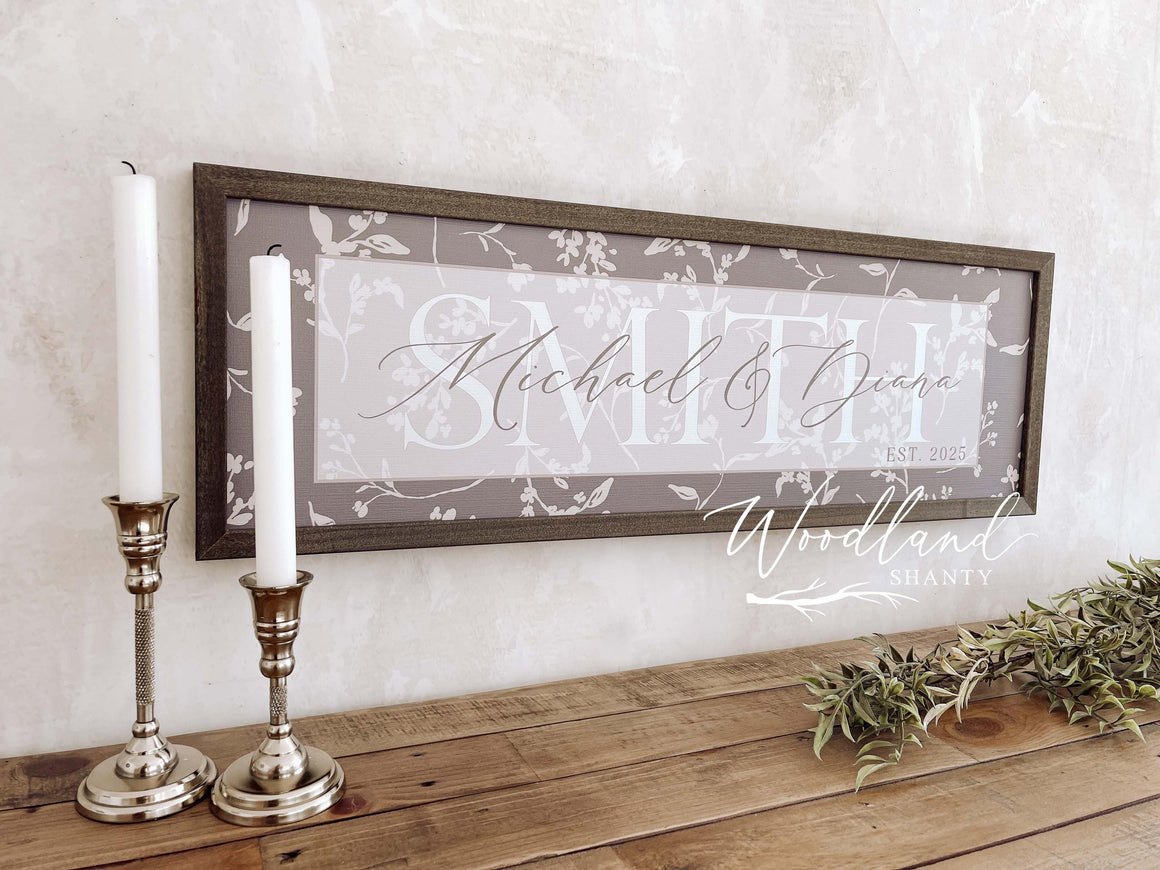 Personalized Couple Name Sign, Last Name Established Sign, Custom Wedding Gift, Bridal Shower Gift