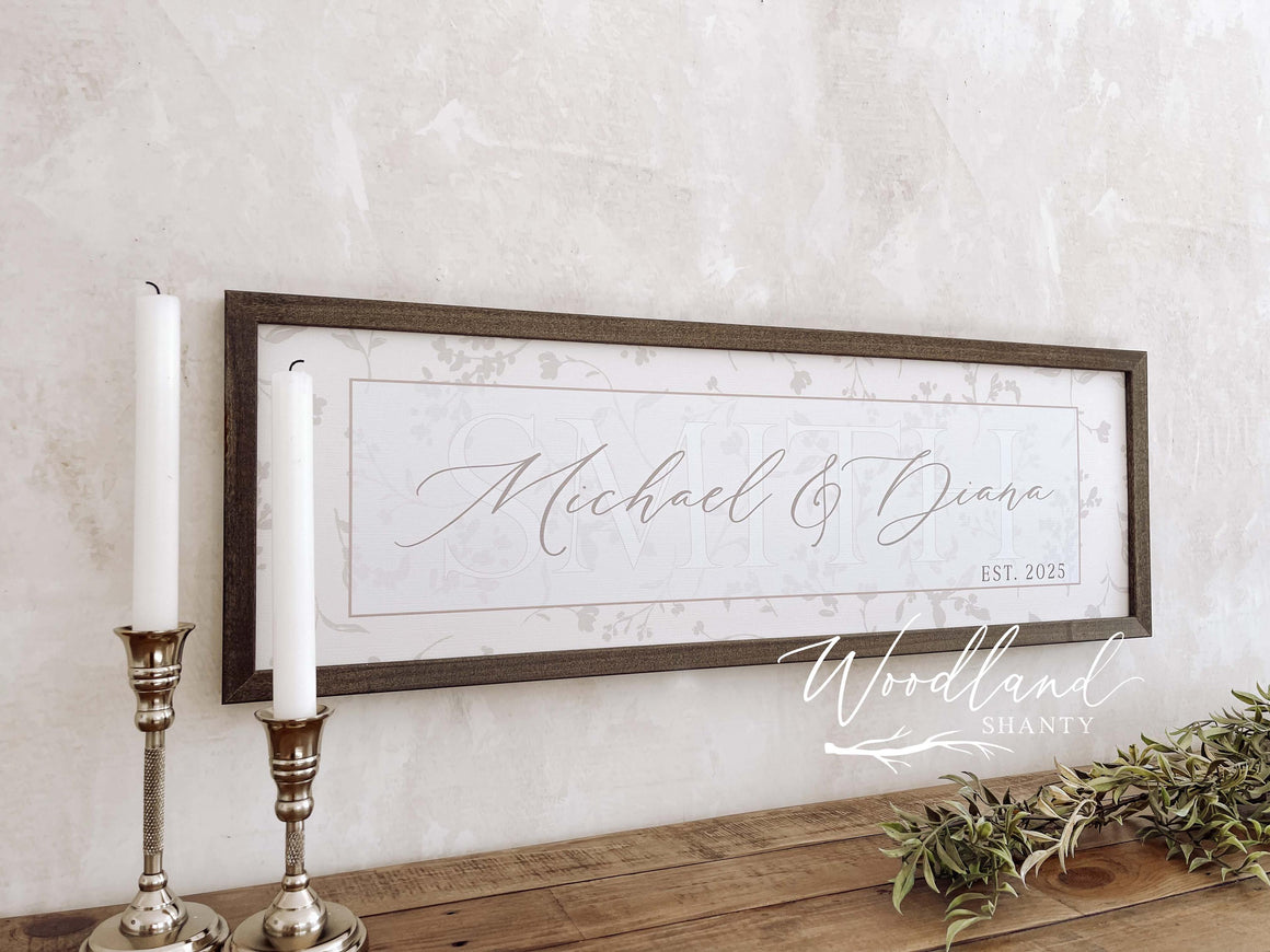 Personalized Couple Name Sign, Last Name Established Sign, Custom Wedding Gift, Bridal Shower Gift