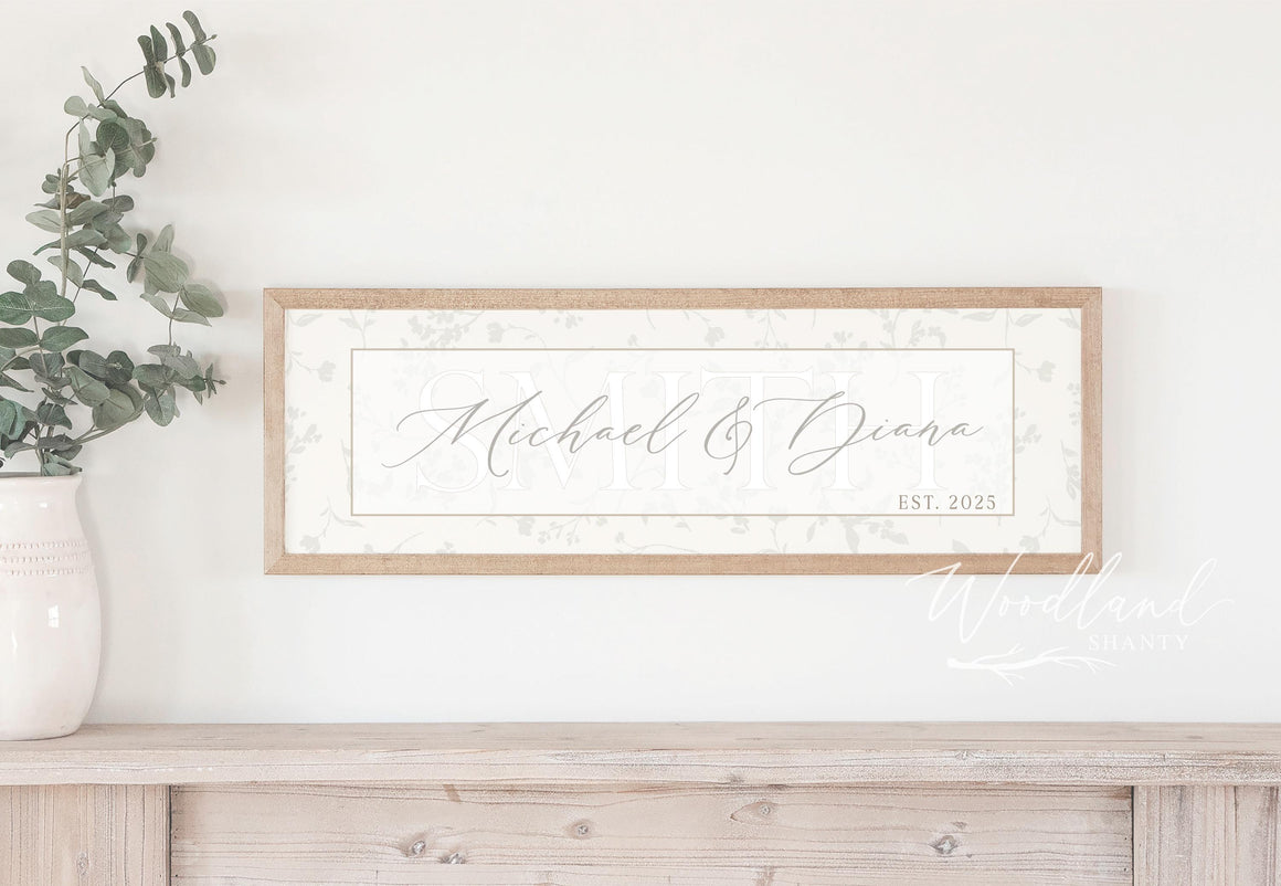 Personalized Couple Name Sign, Last Name Established Sign, Custom Wedding Gift, Bridal Shower Gift