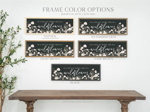 In a Field of Roses, She Is a Wildflower Framed Sign, Girls Room Decor, Nursery Wall Art, Pink Wildflowers Vintage Floral Nursery Room Sign