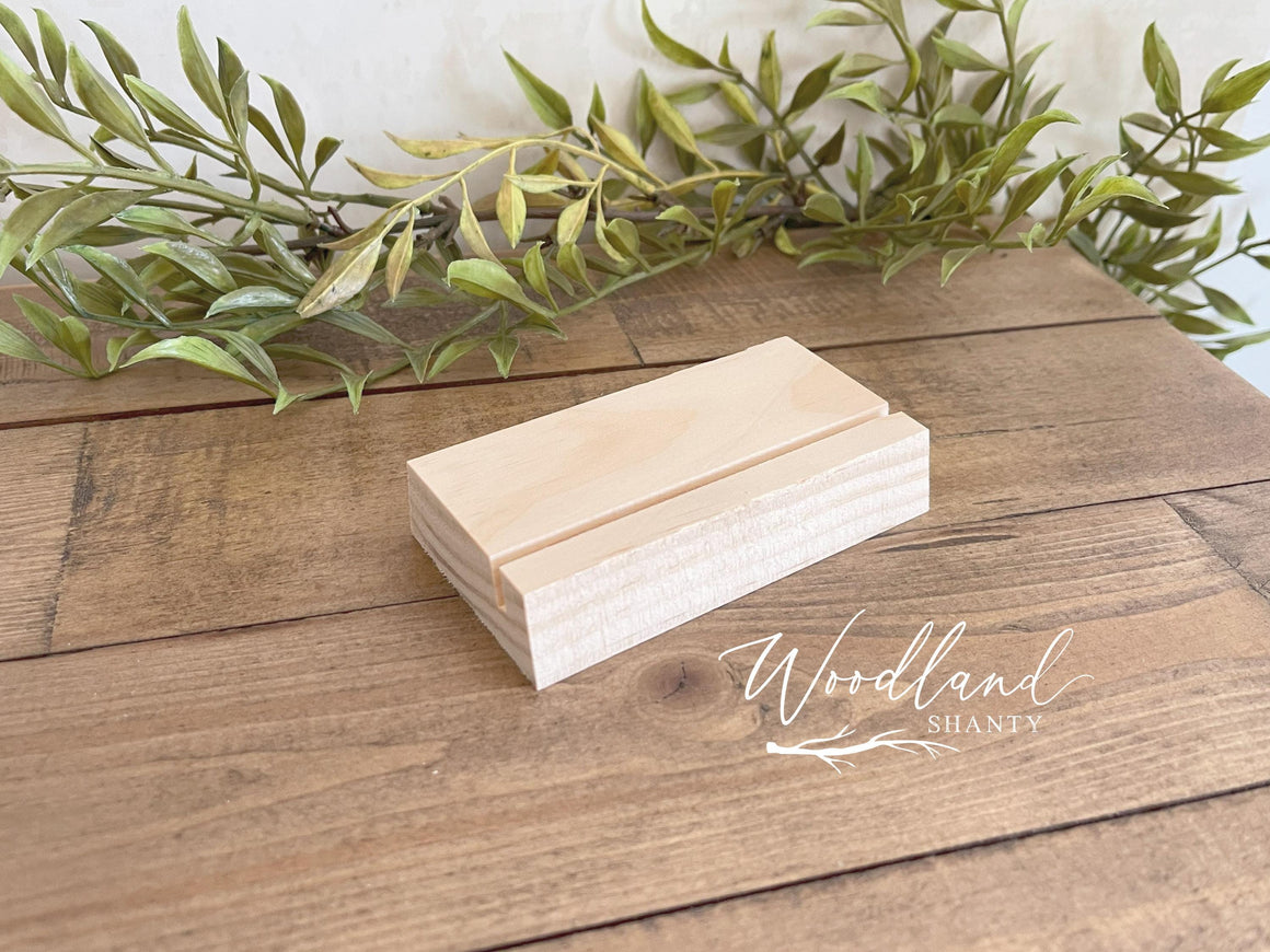 4" Wood Place Holder, Acrylic Table Number Sign Holder, Natural Unfinished Wood