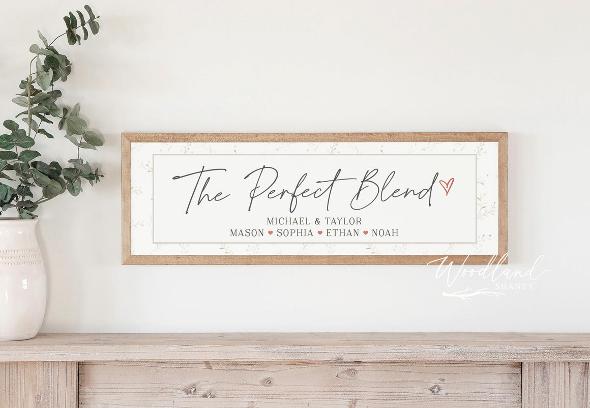 Framed The Perfect Blend Personalized Sign, Blended Family Wall Art, Gift for Stepmom Stepdad, Second Wedding Gift, Stepfamily Gift