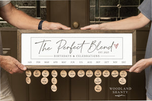 Blended Family Gift, Perfect Blend Perpetual Birthday Calendar, Family Birthday Board , Family Birthdays and Celebrations Board Sign Gift