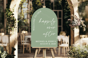 Arch Welcome to our Happily Ever After Wedding Acrylic Sign