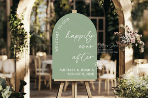 Arch Welcome to our Happily Ever After Wedding Acrylic Sign