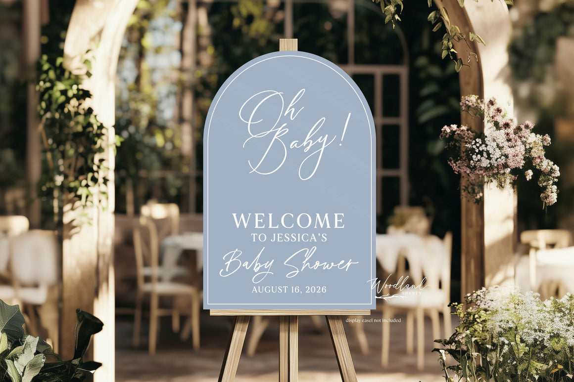 Acrylic Oh Baby Welcome to Baby Shower Sign, Personalized Arch Welcome to Baby Shower Event Sign