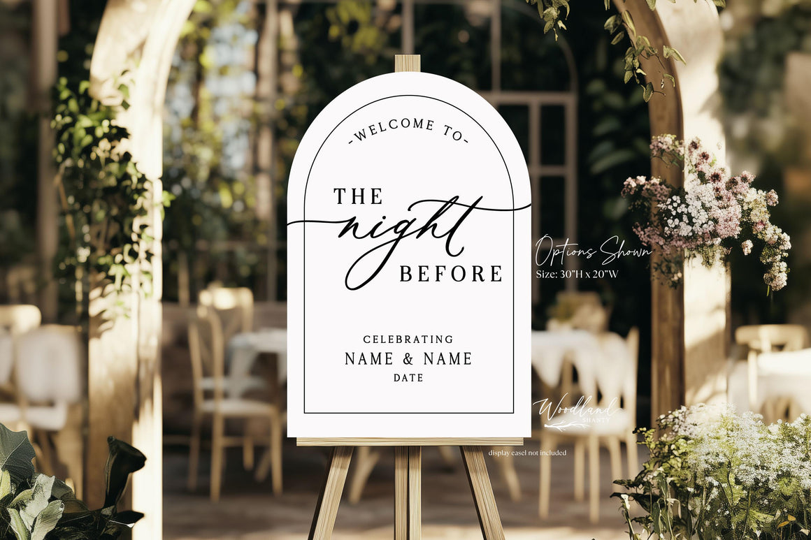 Wedding Rehearsal Dinner Sign, Welcome to the Night Before, Personalized Wedding Decor