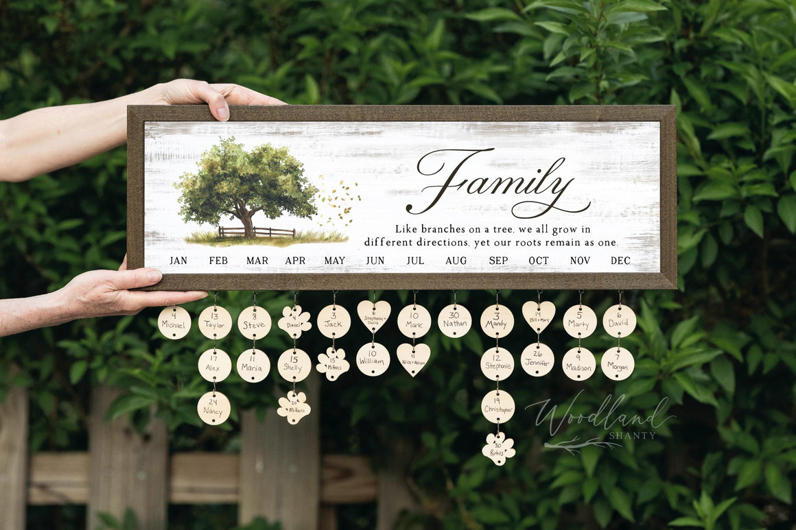 Family Tree Perpetual Birthday Calendar, Mother's Day Christmas Gift, Family Birthday Board, Perpetual calendar, Grandparent Christmas Gift