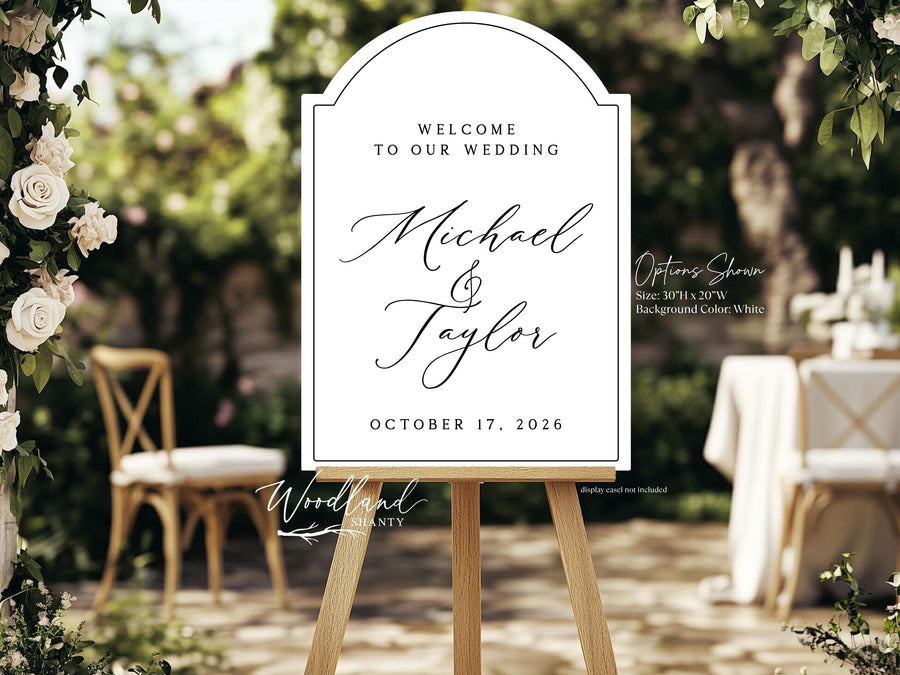 Classic Wedding Welcome Sign, Acrylic or Foamcore Personalized Wedding Welcome Sign, Custom Classic Traditional Wedding Decor