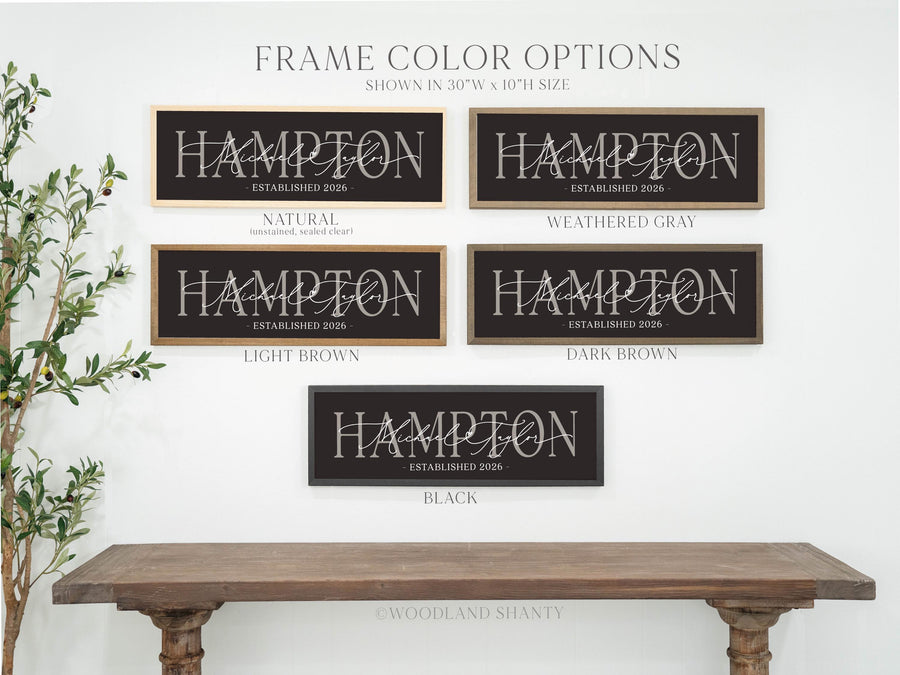 Personalized Framed Last Name Sign Wedding Gift, Custom Wedding Gift, Bridal Shower Gift, Housewarming Gift, Mom Christmas Gift