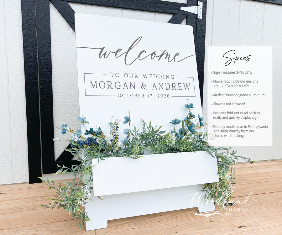 Personalized Wedding Flower Box Sign, Unique Custom Wedding Welcome Ceremony Sign,