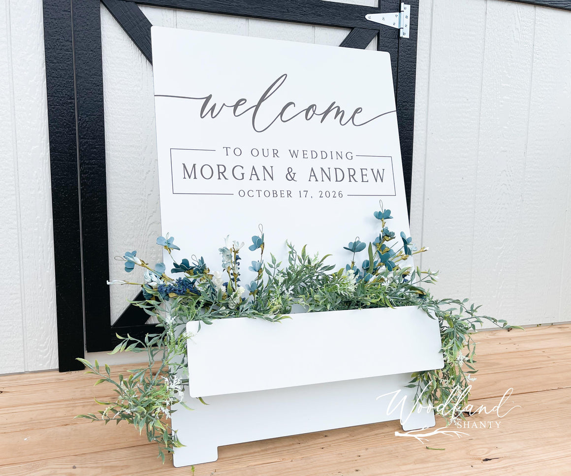Personalized Wedding Flower Box Sign, Unique Custom Wedding Welcome Ceremony Sign,