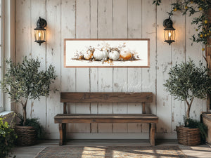 Framed Pumpkins in a Row Sign, Neutral Fall Decor Sign, Modern Transitional Fall Wall Art Decor