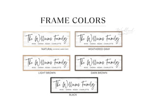 Personalized Framed Family Name Sign with Last Name and Family Member Kids Names, Custom Christmas Gift, Housewarming, Mother's Day for Mom