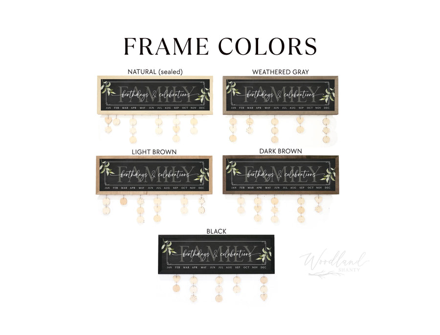 Framed Family Birthday Calendar Sign, Mother's Day Gift, Family Birthday Board, Perpetual Birthday Calendar, Mom Grandma Christmas Gift