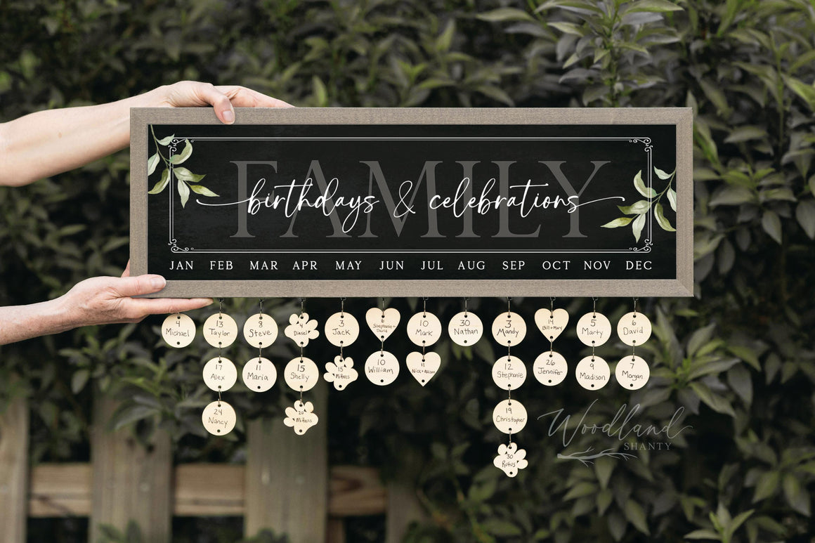 Framed Family Birthday Calendar Sign, Mother's Day Gift, Family Birthday Board, Perpetual Birthday Calendar, Mom Grandma Christmas Gift