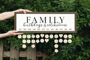 Perpetual Family Birthday Board Calendar, Framed Family Celebrations Sign, Grandparents Parents Christmas Gift, Mothers Day Gift