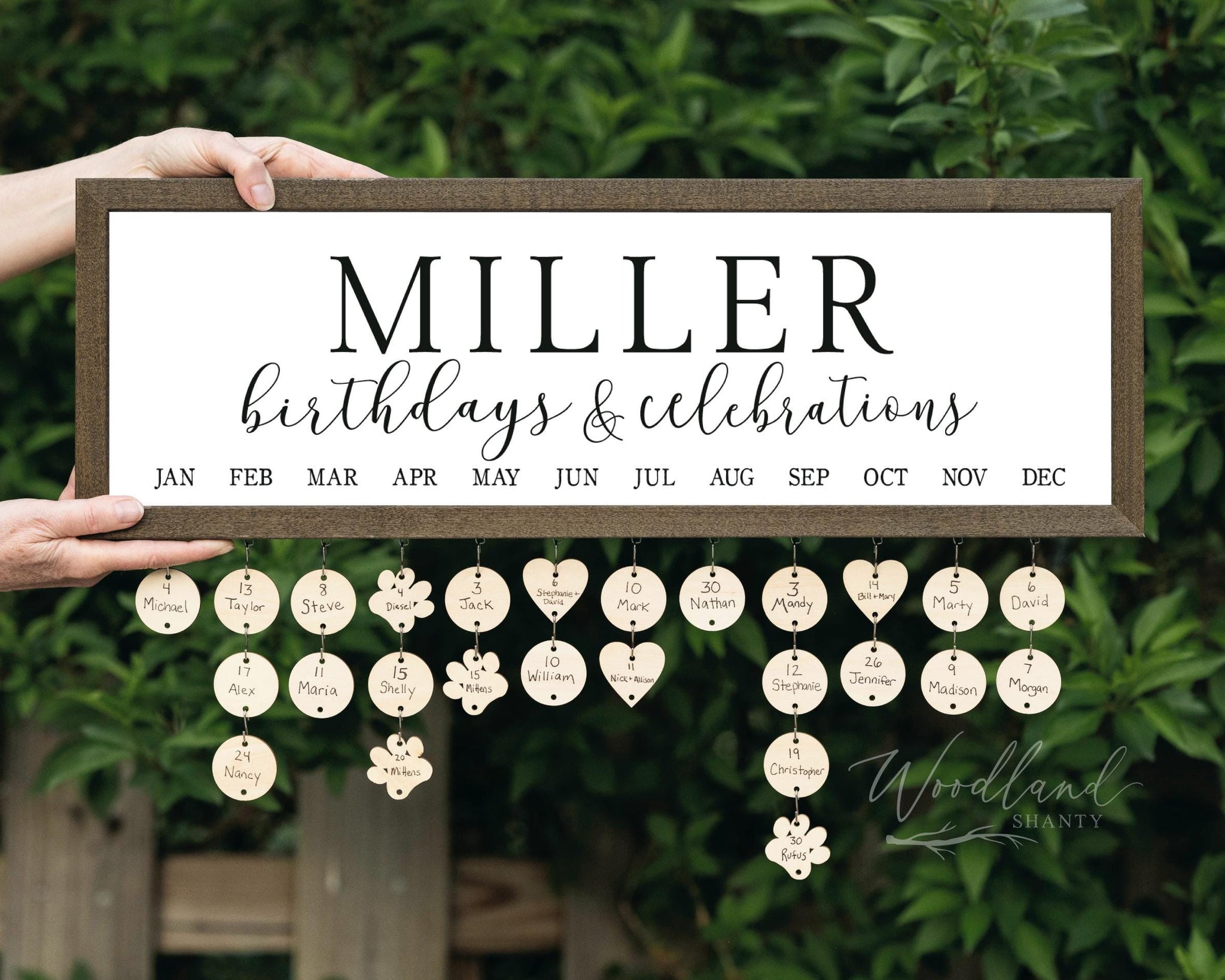 Personalized Perpetual Family Birthday Calendar Board