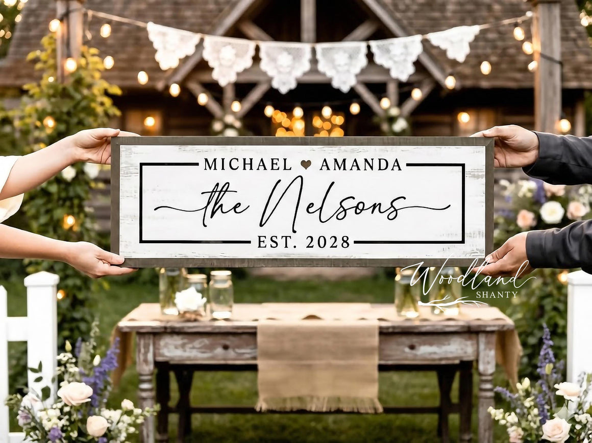 Framed Personalized Wedding Gift, Couples Last Name Established Sign, Custom Gift for Bridal Shower, Housewarming, Engagement