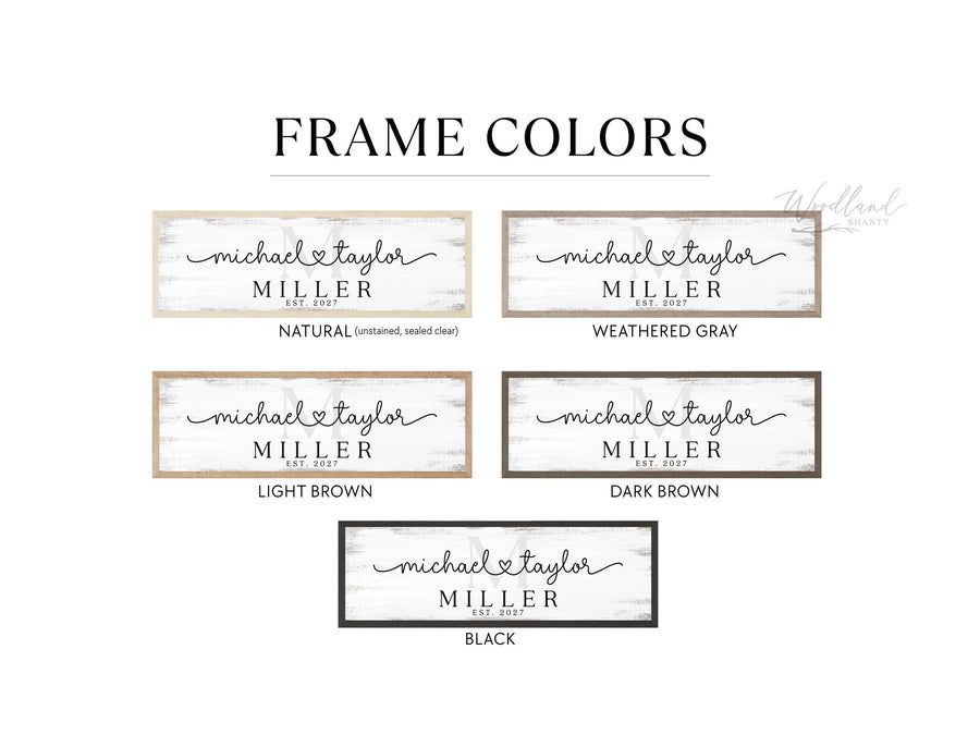 Framed Last Name Sign, Personalized Wedding Gift