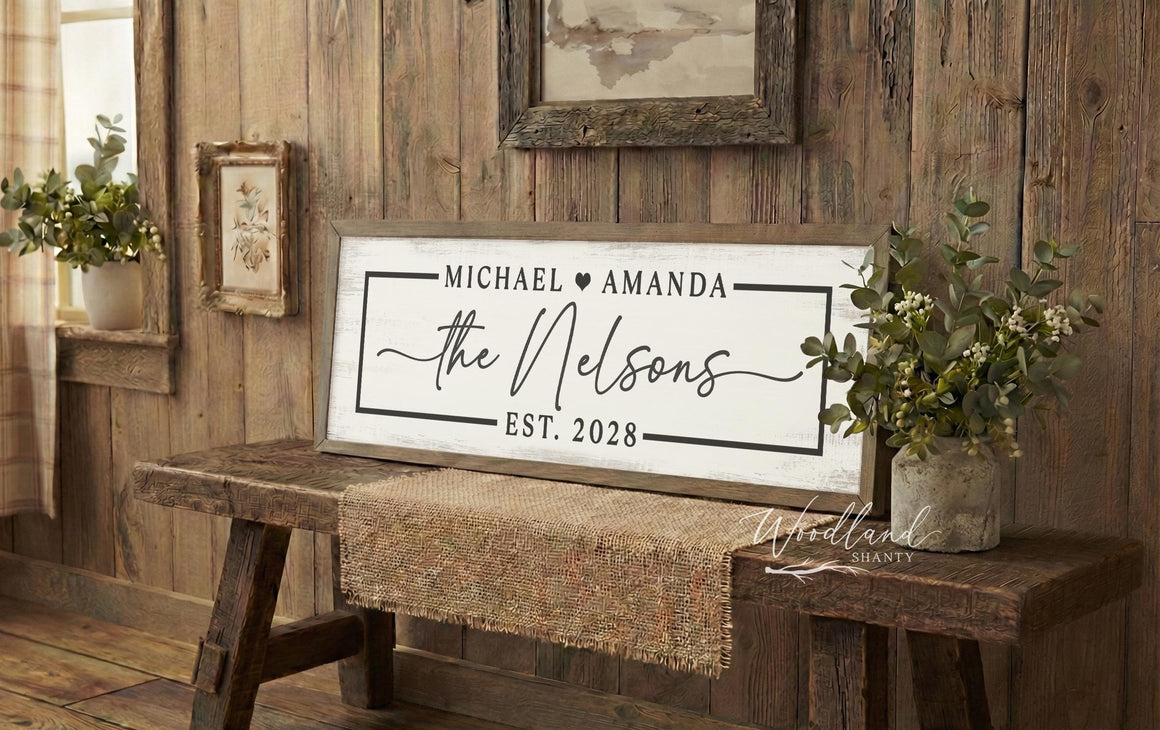 Framed Personalized Wedding Gift, Couples Last Name Established Sign, Custom Gift for Bridal Shower, Housewarming, Engagement