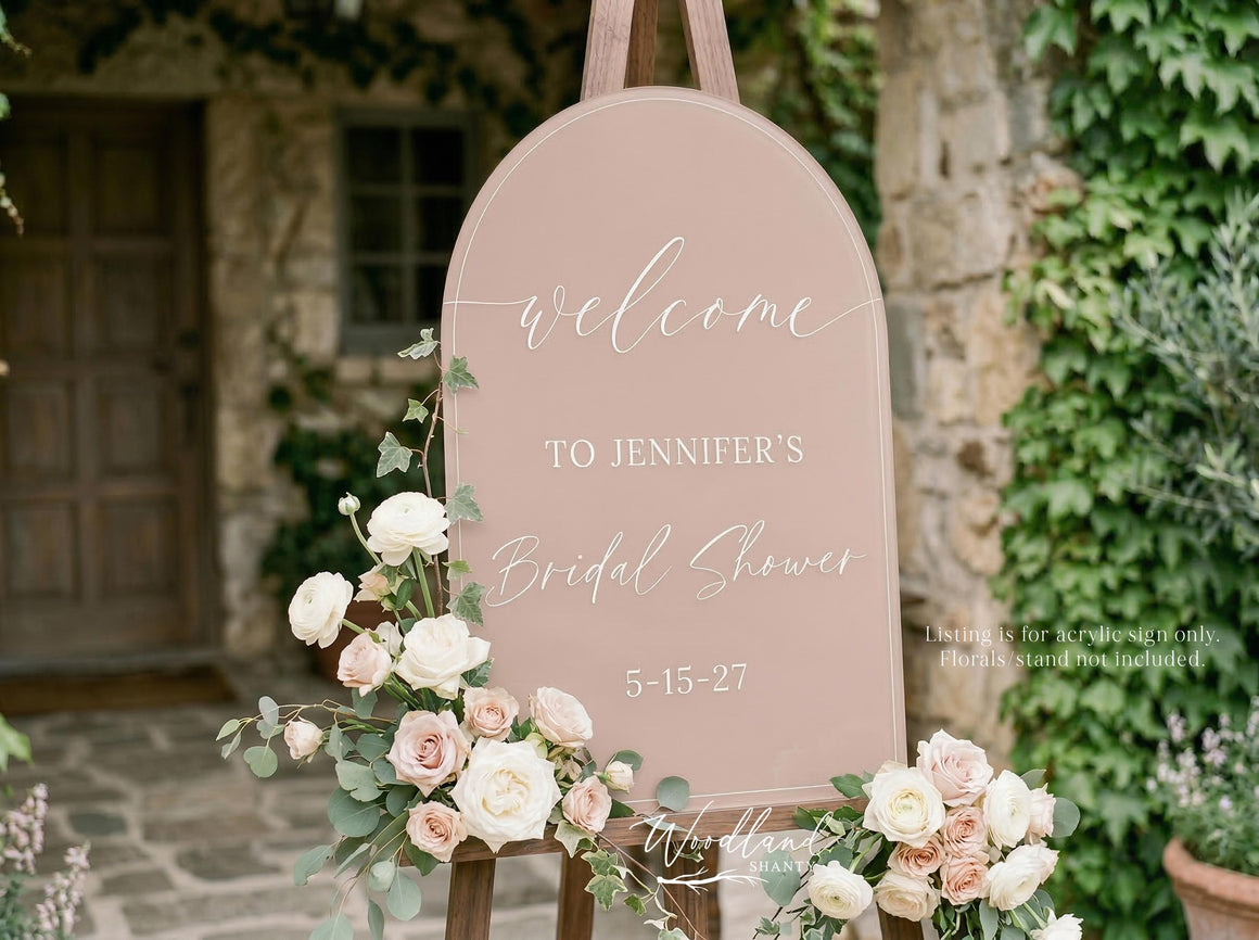 Personalized Arch Welcome to Bridal Shower Sign on Acrylic