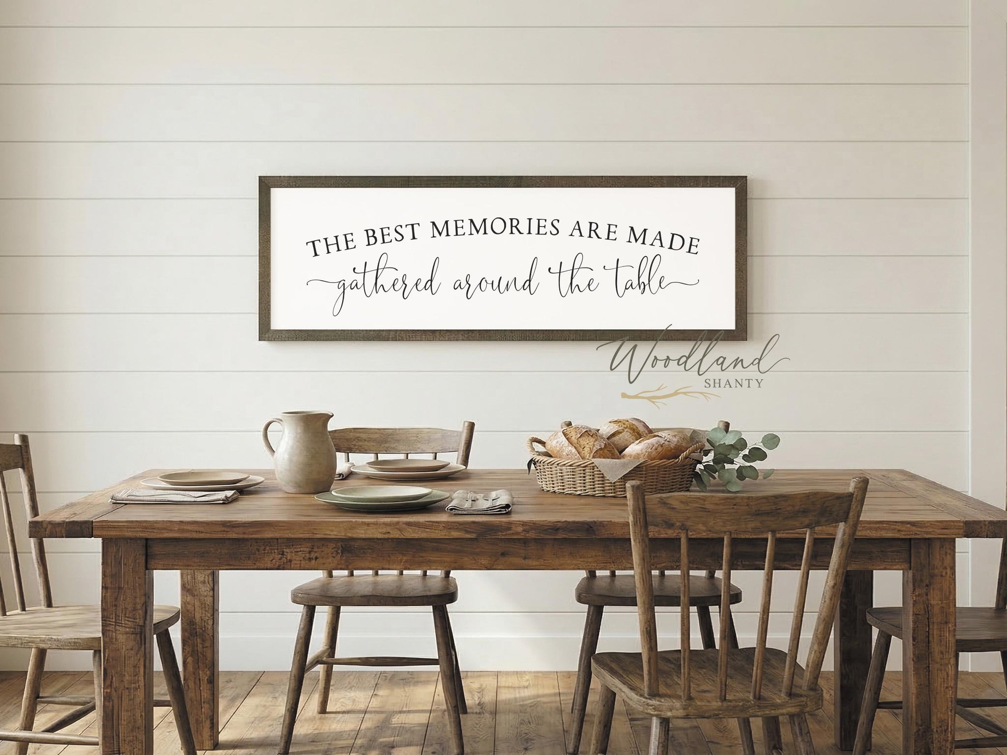 The Best Memories Are Made Gathered Around The Table Sign | Farmhouse Dining Room Kitchen Decor