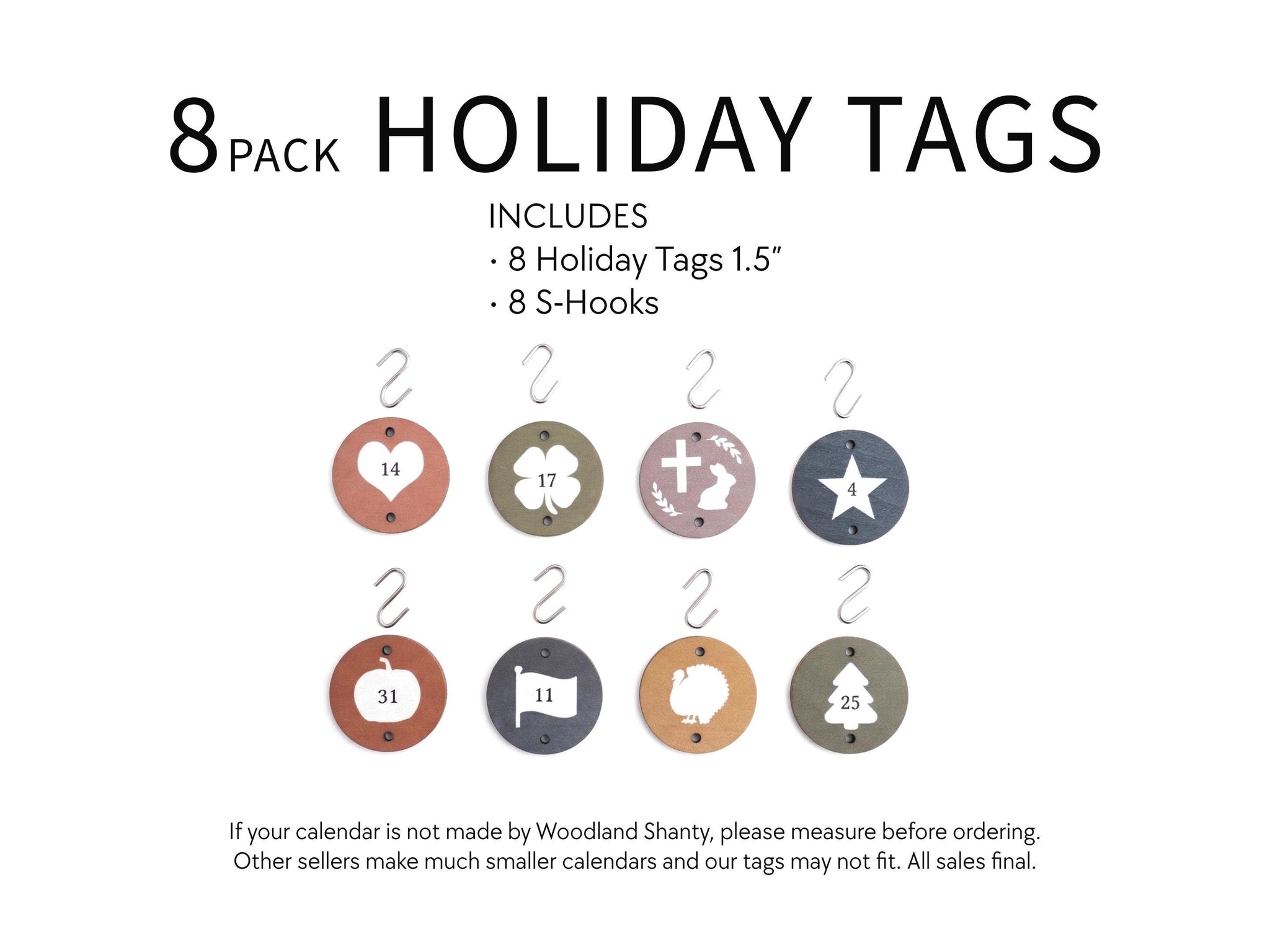 8 Holiday Birthday Calendar Tags 1.5"