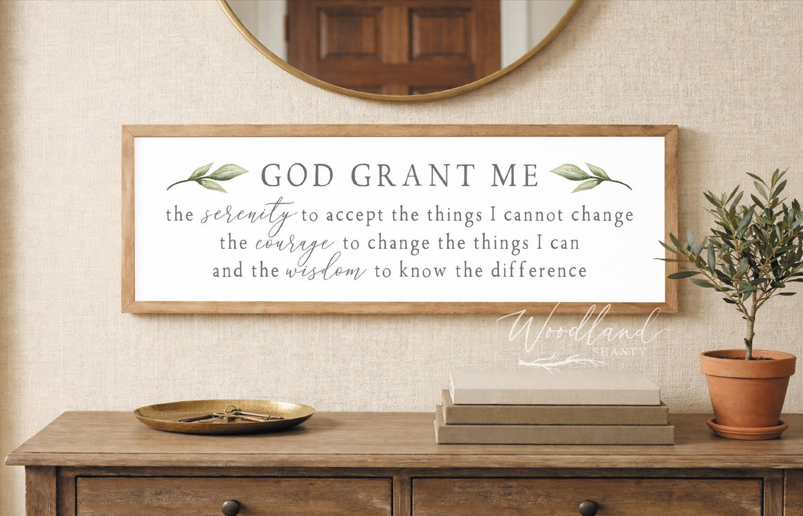 Serenity Prayer Sign | Scripture Prayer Wall Art | God Grant Me The Serenity Sign