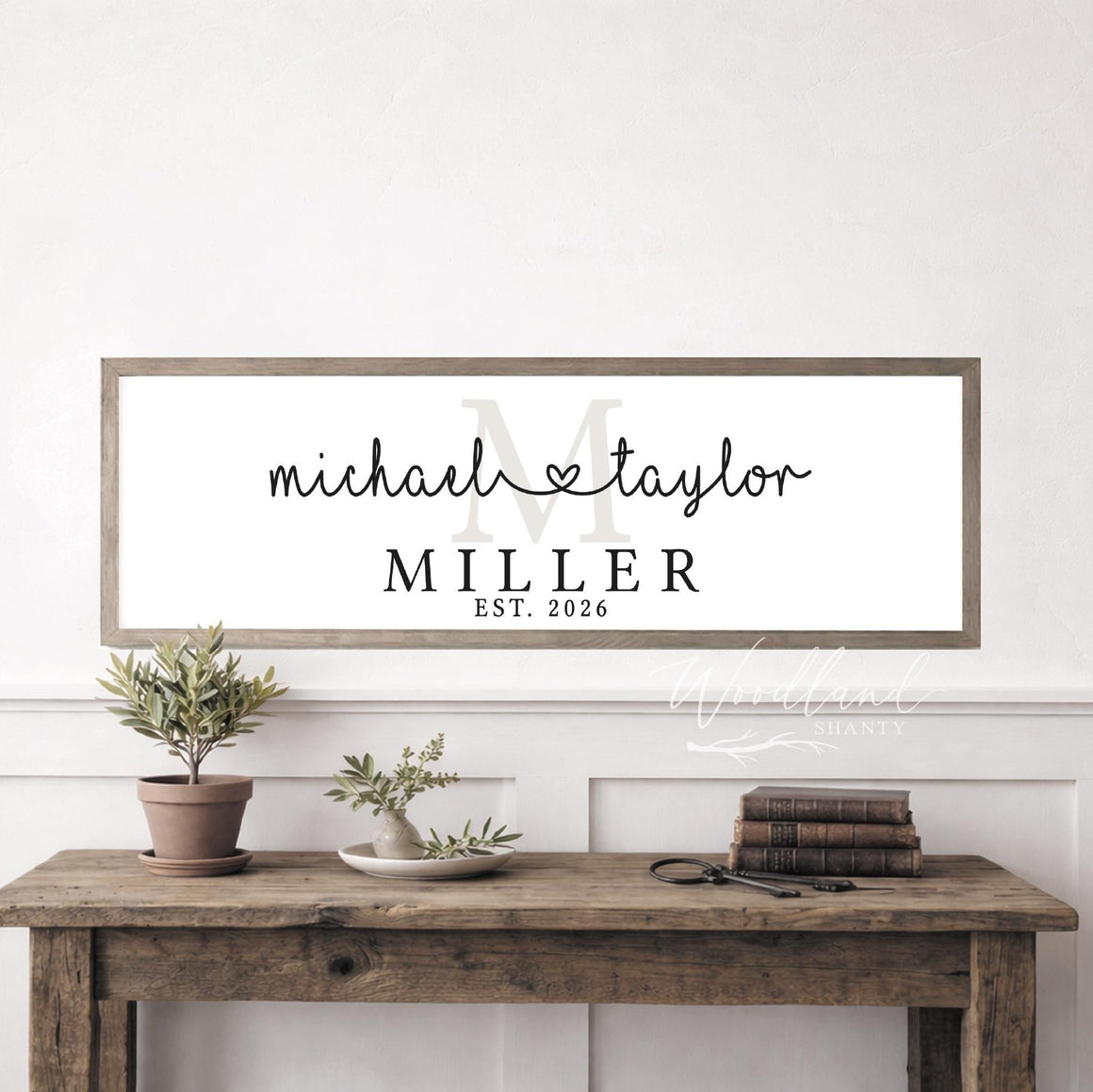 Personalized Last Name Monogram Sign | Modern Farmhouse Wedding Established Date Gift | Personalized Bridal Shower Gift