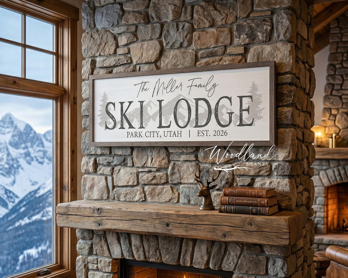 Personalized Ski Lodge Sign