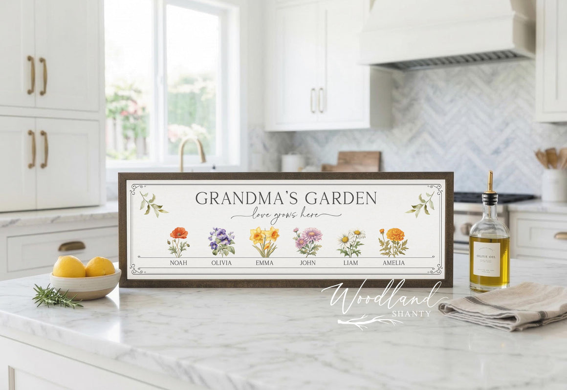 Framed Birth Month Flowers Sign