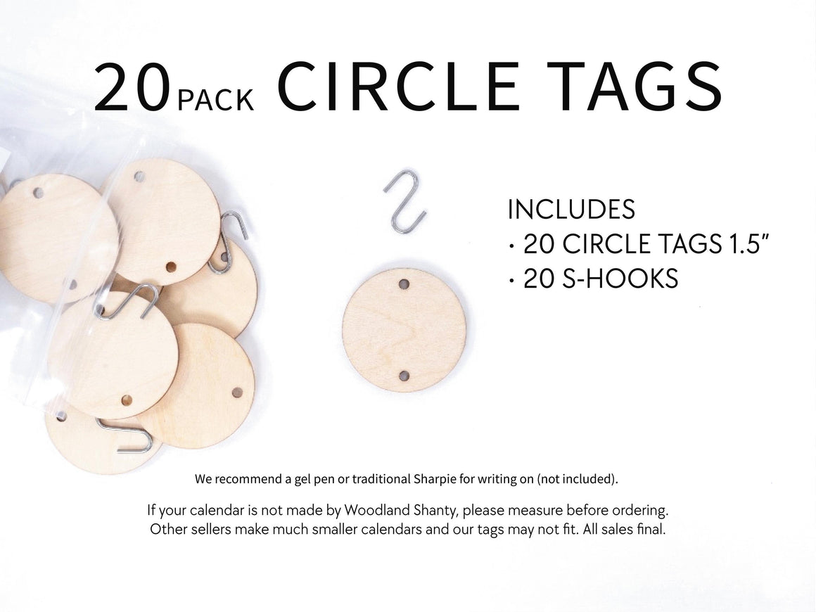 Birthday Calendar Circle Tags 1.5inch with Hooks, Birthday Board Circle Discs, Additional Birthday Sign Tags for Birthday Board Signs