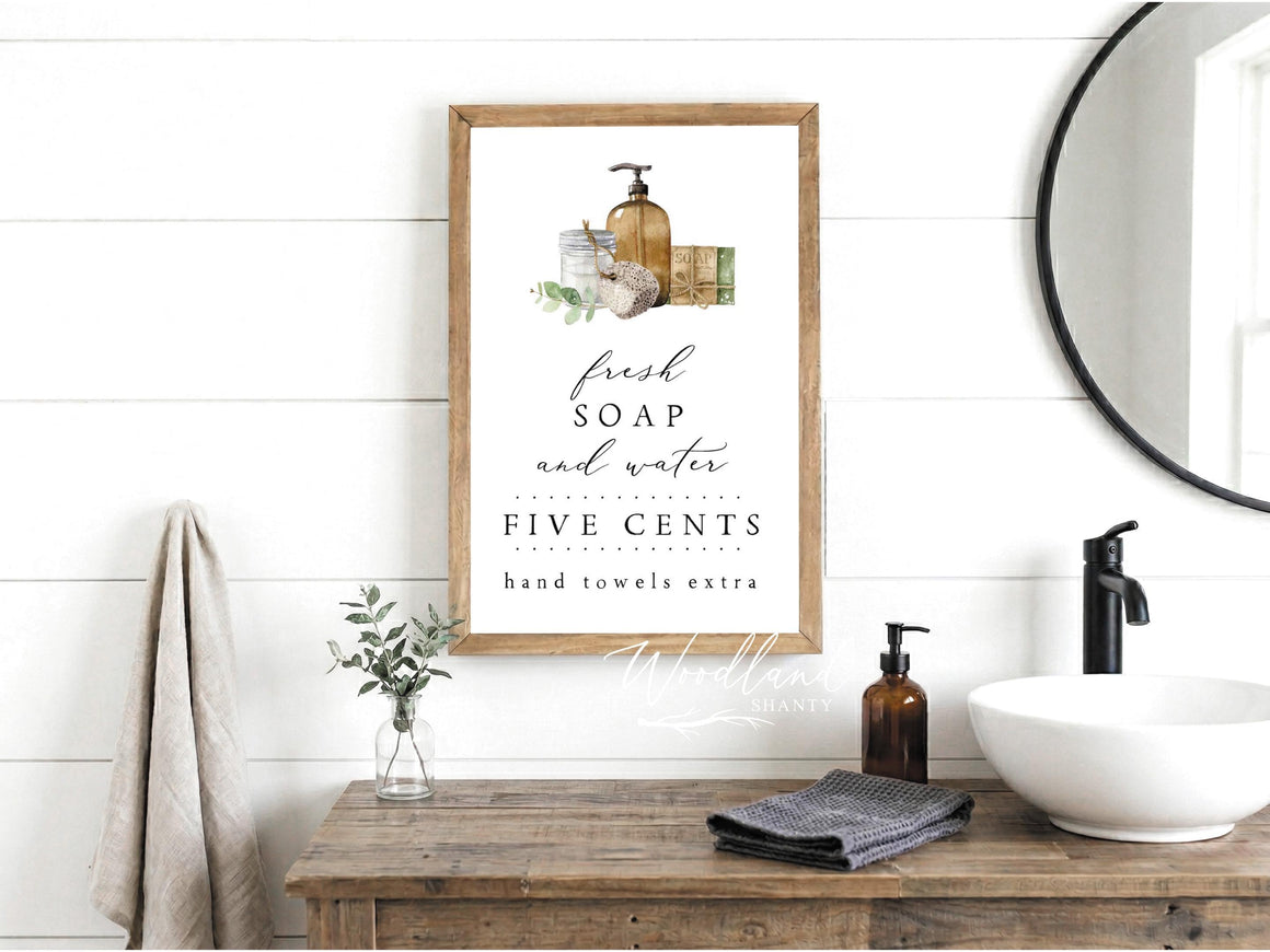 Fresh Soap and Water Sign | Farmhouse Bathroom Decor | Bathroom Decor