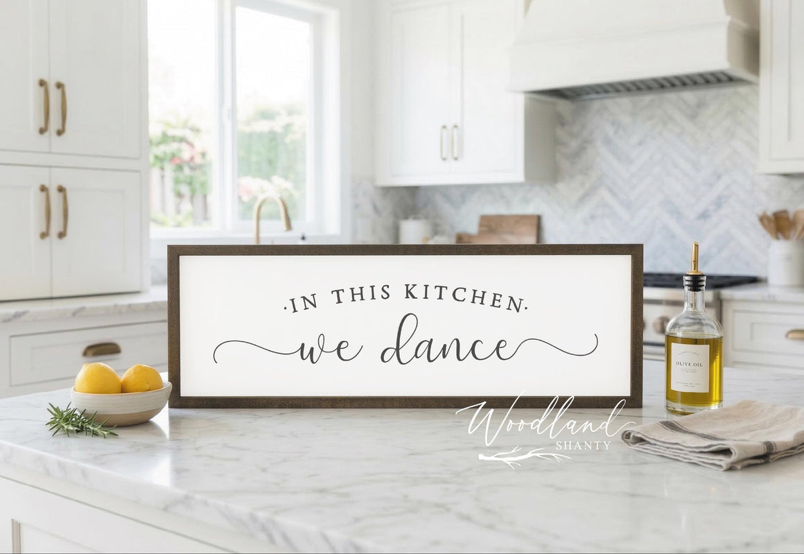 In This Kitchen We Dance Framed Sign