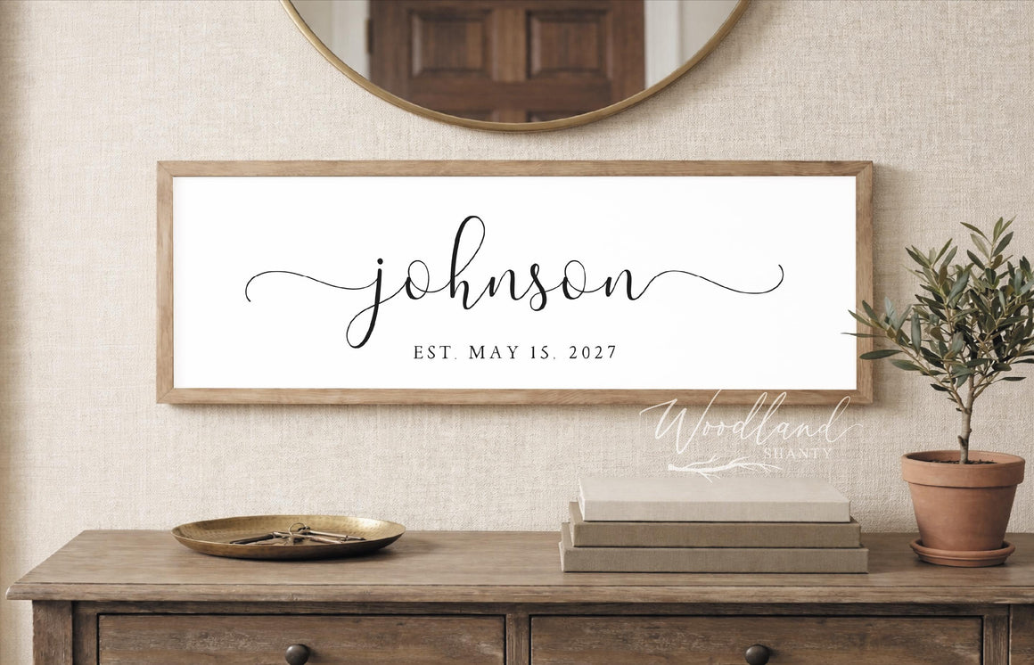 Personalized Last Name Sign | Modern Farmhouse Wedding Date Gift | Family Name Sign