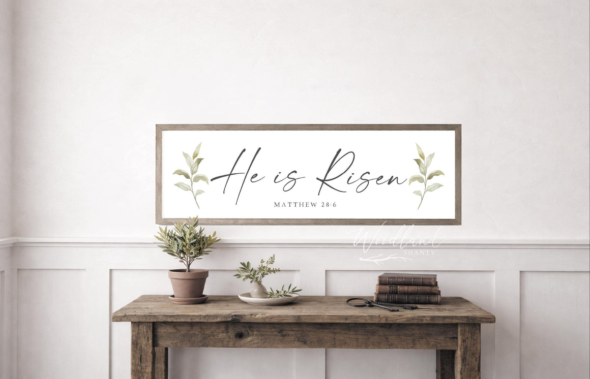 He is Risen Sign, He is Risen Wall Art, He is not Here for He is Risen, Matthew 28:6